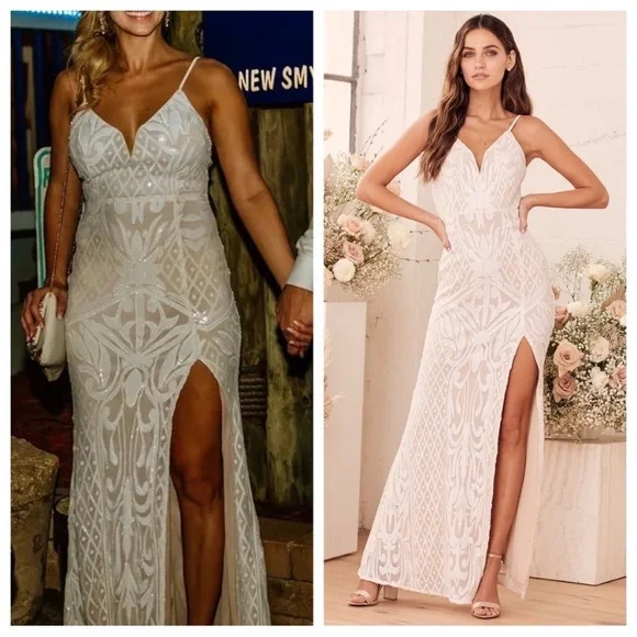 Bridal Prom Lulus Ocean Of Elegance Ivory Maxi Dress Lulus